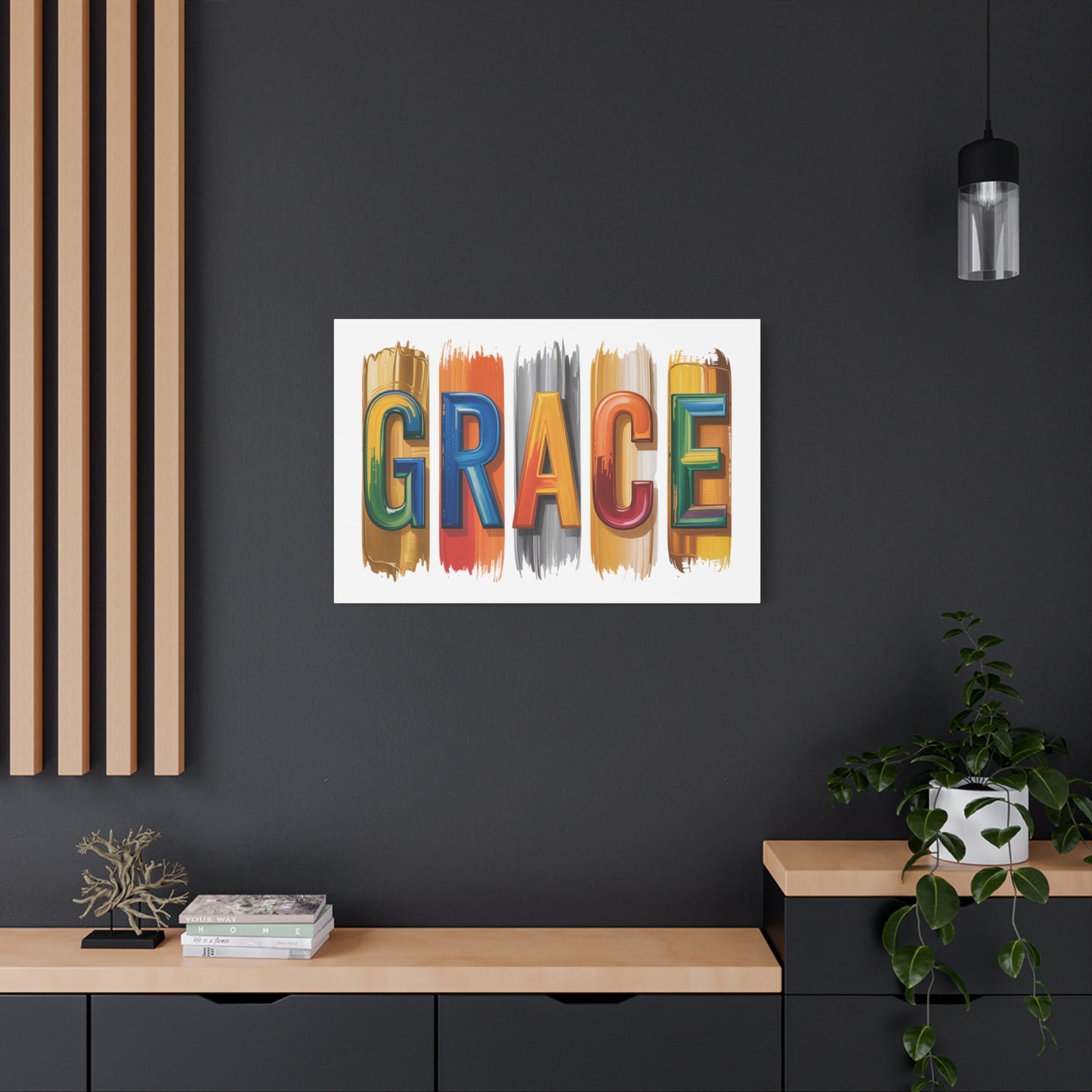 Grace Colorblock Matte Canvas Wall Art – Inspirational Typography Print