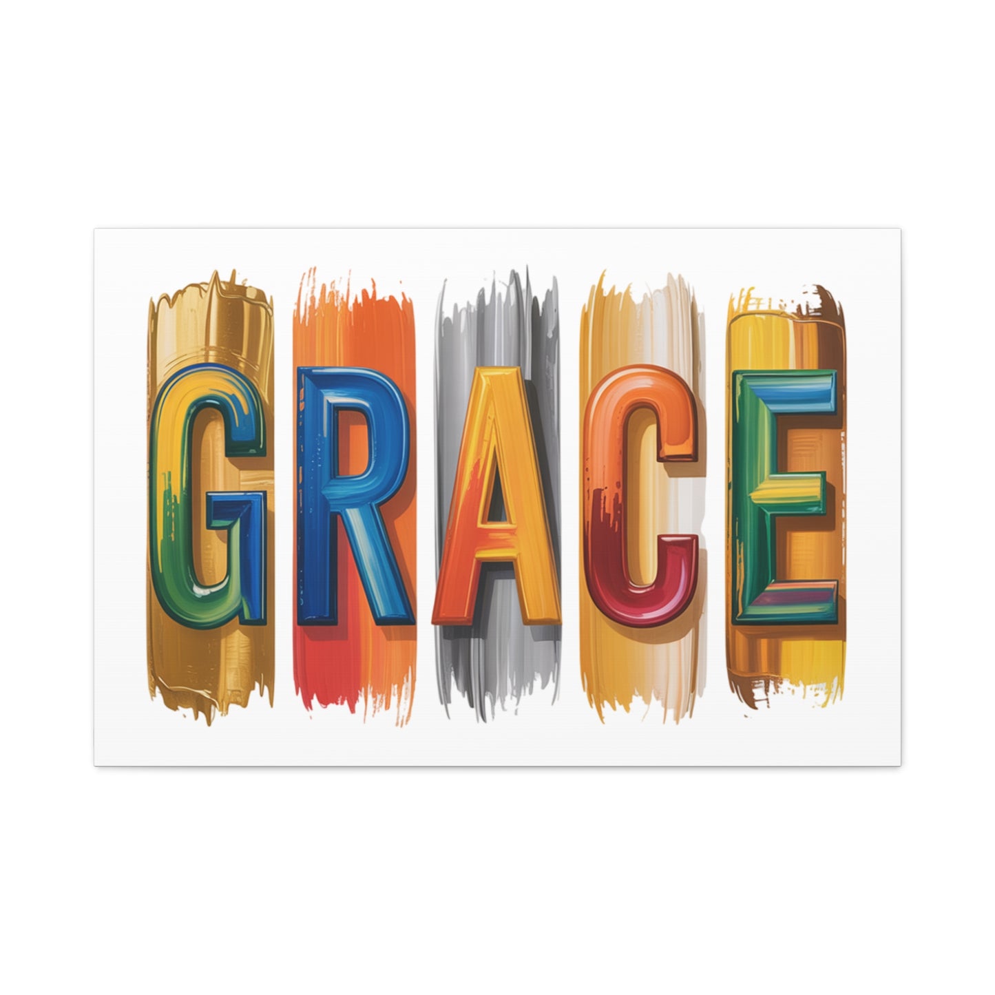 Grace Colorblock Matte Canvas Wall Art – Inspirational Typography Print