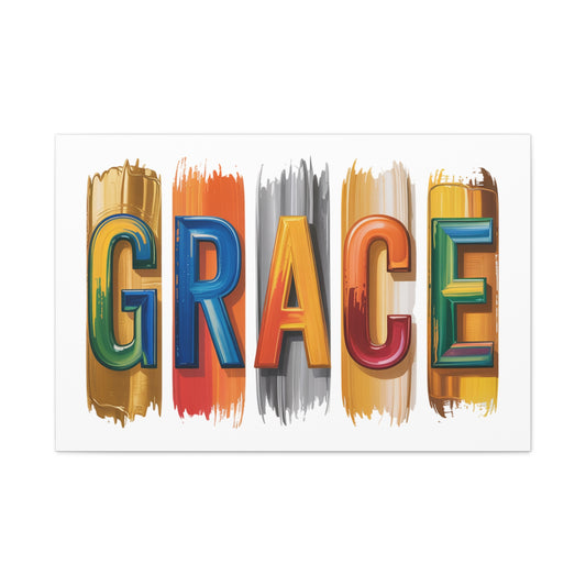 Grace Colorblock Matte Canvas Wall Art – Inspirational Typography Print