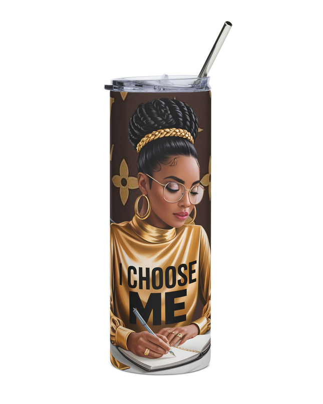 Choose Me LV 20oz Stainless Tumbler — Empowering Black Woman Illustration