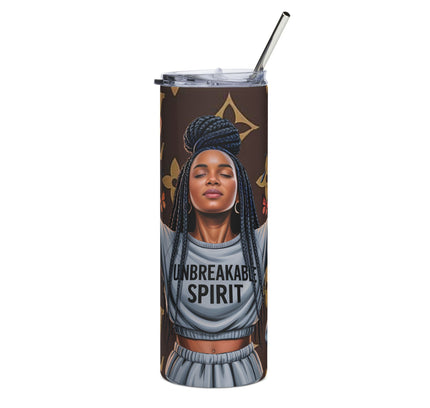 20oz Stainless Steel Tumbler — "Unbreakable Spirit" Inspirational Afrocentric Travel Cup