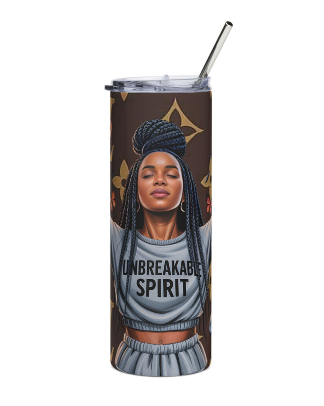 20oz Stainless Steel Tumbler — "Unbreakable Spirit" Inspirational Afrocentric Travel Cup