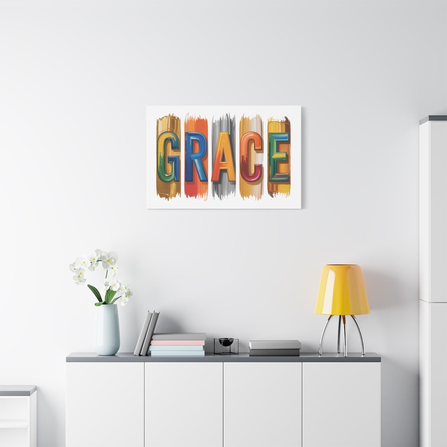Grace Colorblock Matte Canvas Wall Art – Inspirational Typography Print