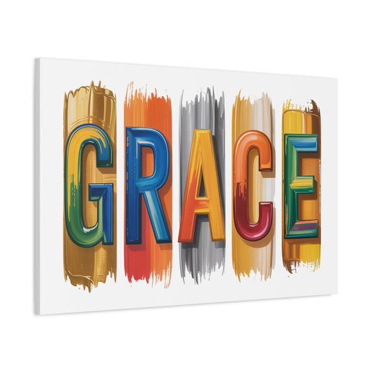 Grace Colorblock Matte Canvas Wall Art – Inspirational Typography Print