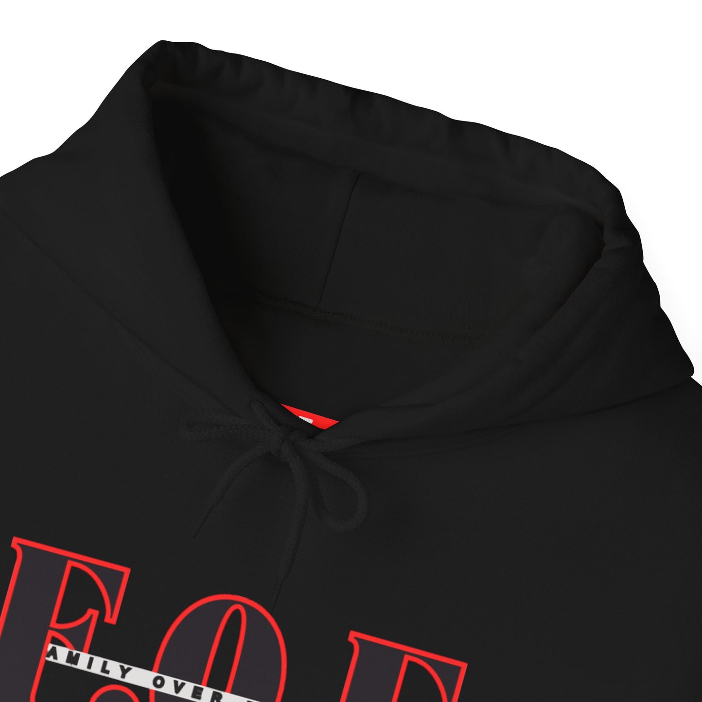 F.O.E Hoodie — Red Bar Typography Inspirational Sweatshirt