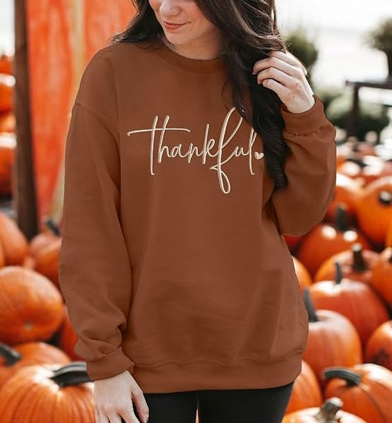 Thanksgiving Sweatshirts for Women Thankful Sweatshirt